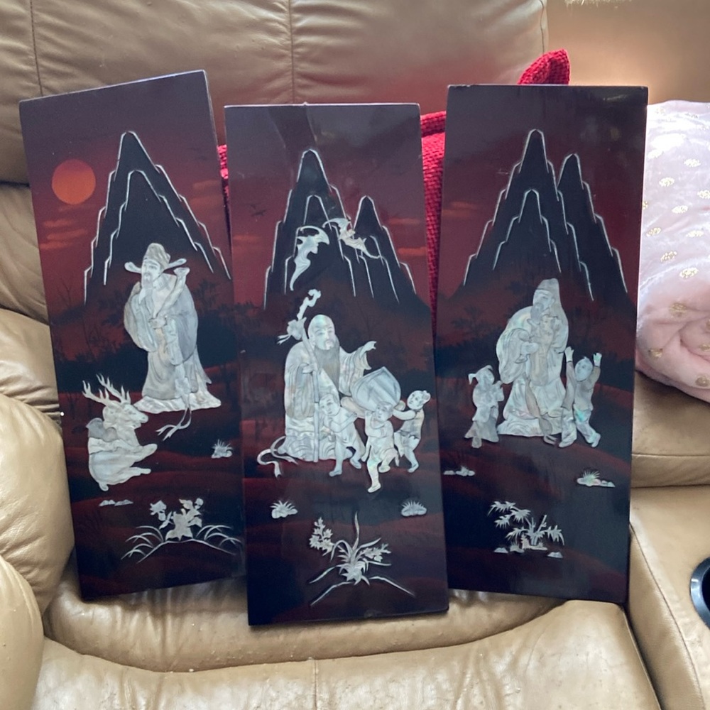 Vintage Chinese wooden plaques
